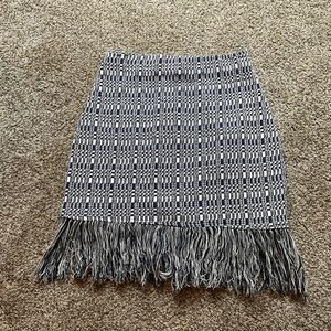 Print mini skirt with fringe sz M (runs small)